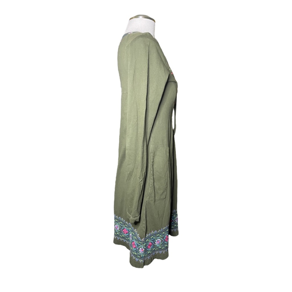 Johnny Was LA Embroidered Long Sleeve Olive Embroidered Dress - Picture 5 of 10